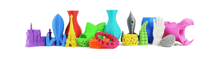 3D yazıcı kullanılarak 3d baskısı alınmış çeşitli nesneler 2